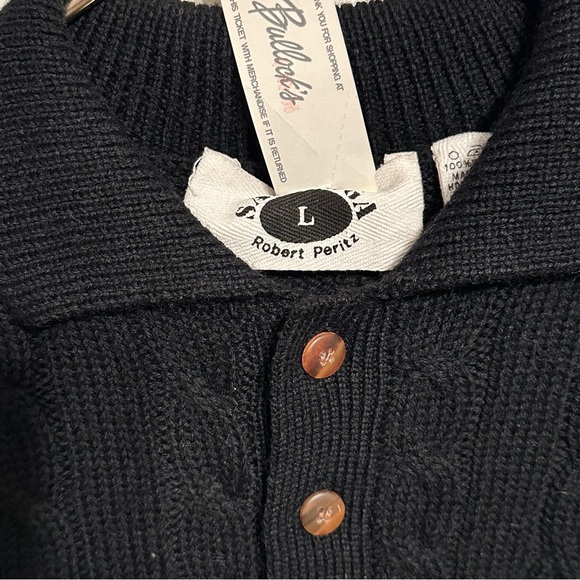 Robert Peritz Polo Sweater Wool Black Size Large New With Tags Bullocks 1980s - Picture 6 of 6